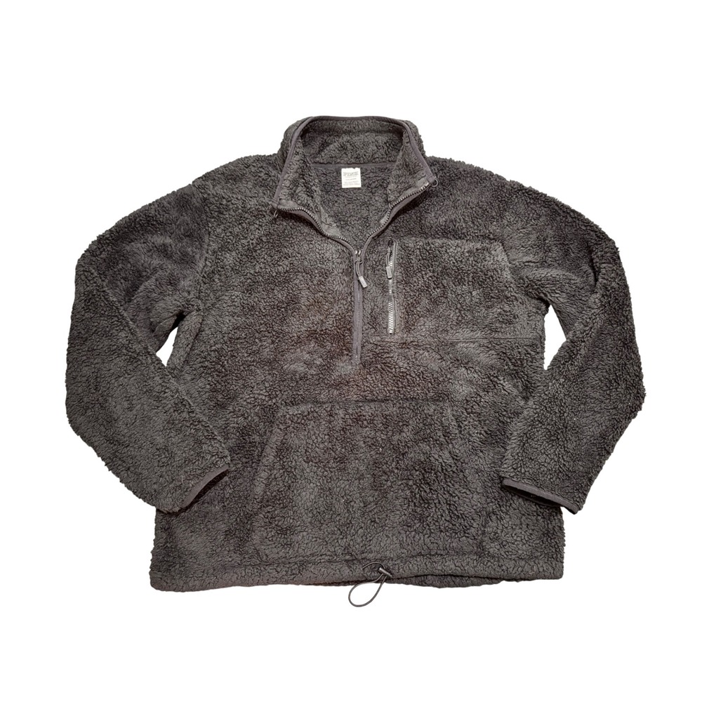 PINK Victoria's Secret Gray Sherpa Fleece Quarter Zip Pullover Jacket Large